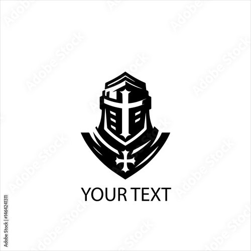 Templar Knight Vector Logo Silhouette Isolated on White Background