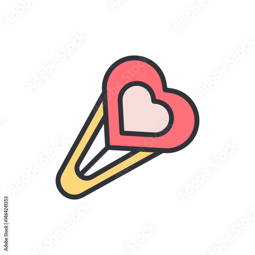 Stylish hair accessory, heart-shaped barrette with clip,isolated backdrop
