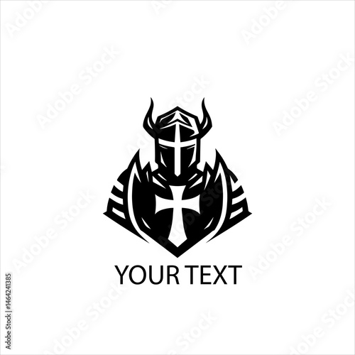 Templar Knight Vector Logo Silhouette Isolated on White Background