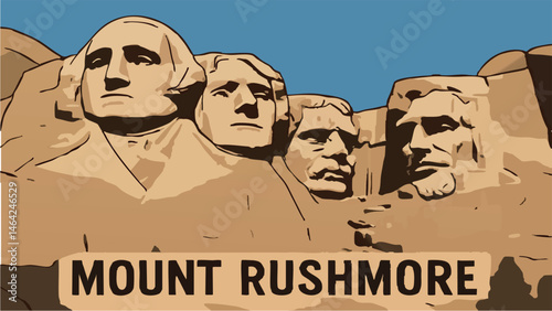 Mount Rushmore famous presidential faces as a vector illustration.eps