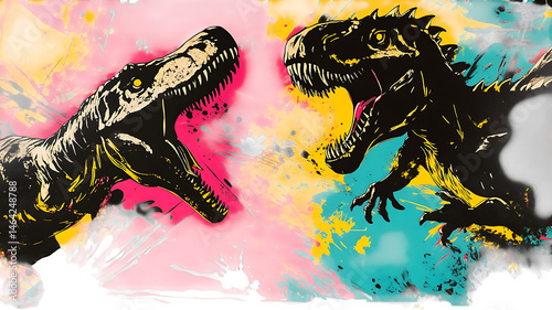 set of black and color dinosaurs 