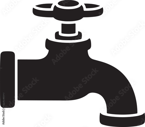 Water faucet silhouette vector, Faucet icon vector, Water Faucet or tap icon silhouette vector 