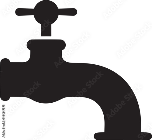 Water faucet silhouette vector, Faucet icon vector, Water Faucet or tap icon silhouette vector 