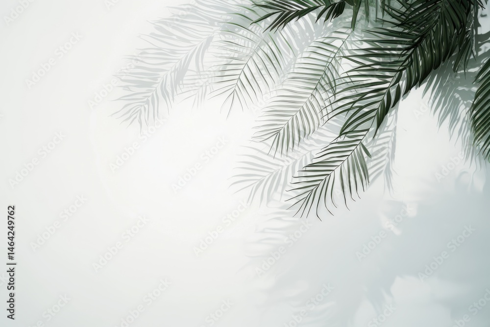 Obraz premium ヤシの葉の影が柔らかく揺れる背景素材
