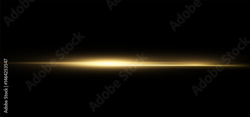 Glowing horizontal yellow light line with radiant shine and beam effect. Futuristic flare, and neon glow. digital highlights.