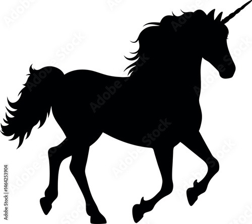 witch-on-a-bElegant Unicorn Silhouette with Pointed Horn – Enchanting Fairytale Fantasy Art for Storybooks, Magical Illustrations, and Whimsical Kids’ Room Deroomstick--vector-black-silhouette--12.eps