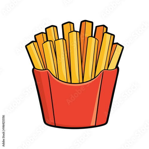 Golden crispy French fries vector illustration. delicious fast food, crispy, golden, snack, tasty, side dish, vector drawing