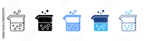 Beaker Glass Icon Set With Multiple Style Collection 