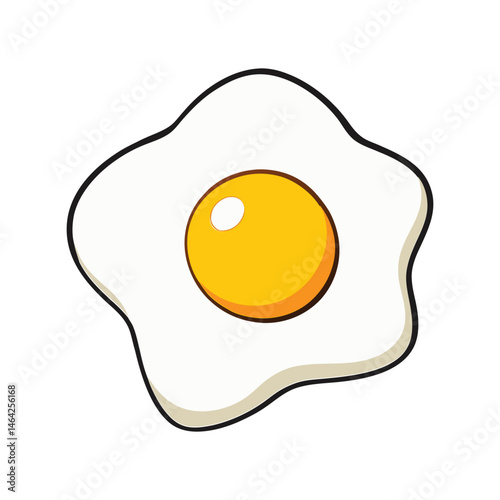 Fried egg vector illustration. sunny side up breakfast food, top view yolk and white, realistic egg clipart drawing