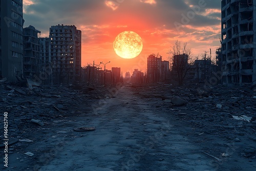 Wallpaper Mural Apocalyptic city under a fiery sun Torontodigital.ca