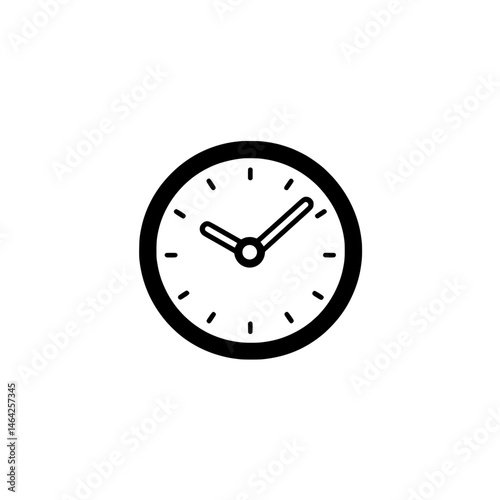 Simple wall clock icon in black and white style representing timekeeping, punctuality, and scheduling