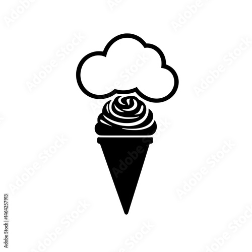 Ice cream cone with tooth-shaped scoop combining dental theme with sweet food design