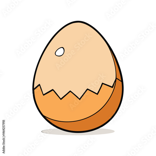 Cracked egg vector illustration. broken egg with yolk, raw egg clipart, food ingredient element, breakfast cooking graphic