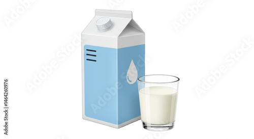 Isolated Milk carton with glass of milk