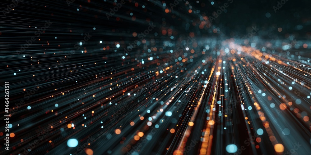 Obraz premium Abstract digital data streams with coding elements representing cyber security concepts, visualizing network connections and information processing processes
