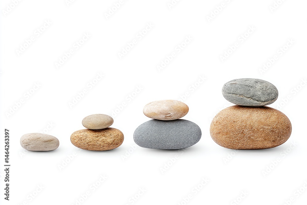 Four Stones Stacked in Increasing Order of Size Showcasing Balance and Simplicity in a Minimalist Design