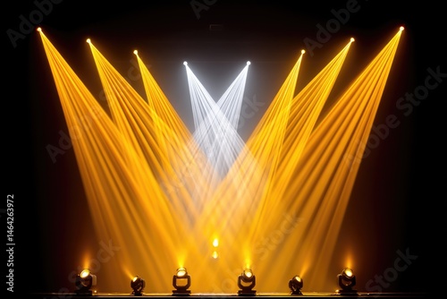 Obraz na płótnie Golden Spotlight Forms Heart Shape Against a Dark Backdrop During a Live Performance in an Auditorium w salonie