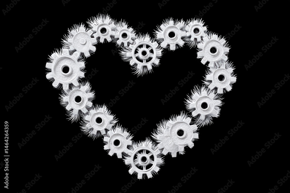 Heart-shaped Outline Filled With Gears Symbolizing Creativity and Engineering Innovation in Technology