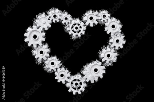 Obraz na płótnie Heart-shaped Outline Filled With Gears Symbolizing Creativity and Engineering Innovation in Technology w salonie