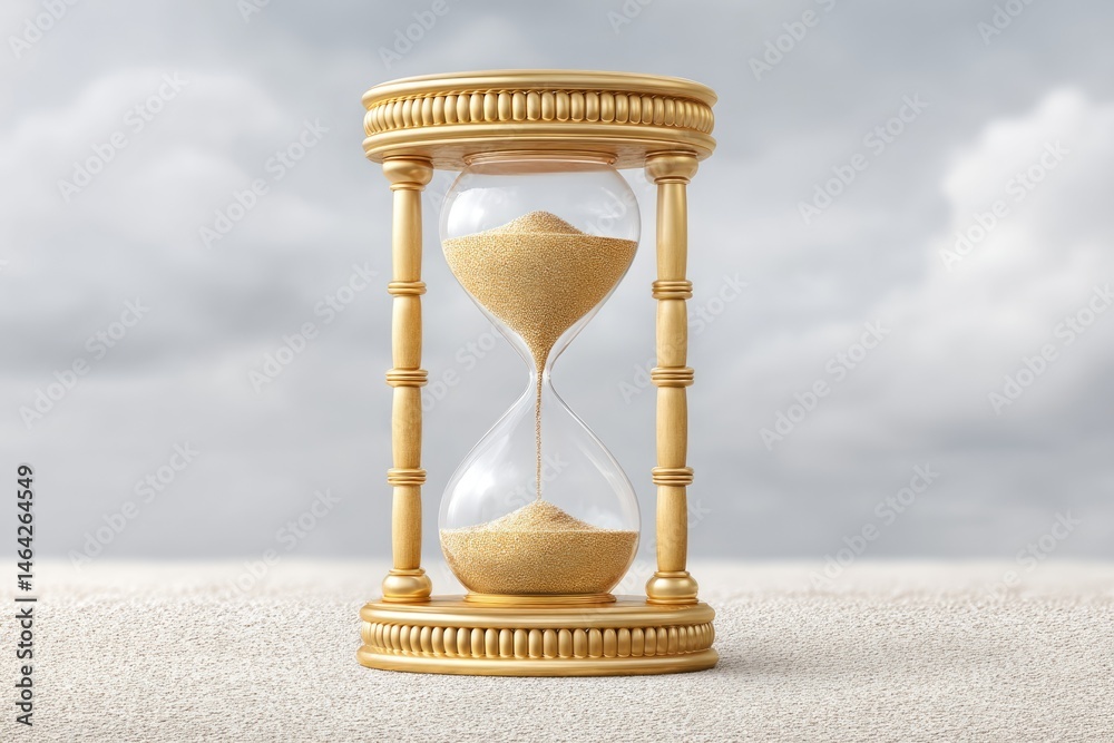 Hourglass Filled With Storm Clouds and Sand Represents the Passage of Time and Impending Change