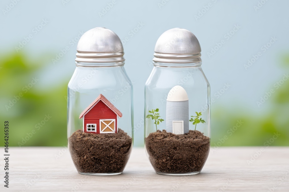 Minimialist Farm Icon Representation Transformed Into Biotech Innovation Using Salt Shakers as Containers for Soil and Plants