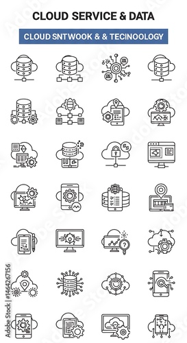 Cloud Computing: Network & Data Icons