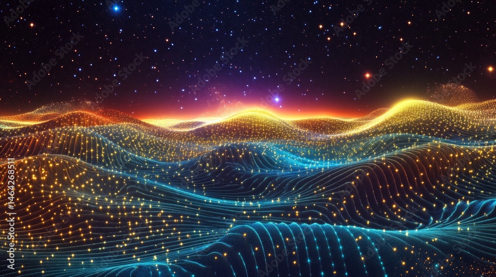 Abstract Digital Landscape With Glowing Colors And Light Abstract Digital Landscape With Glowing Colors And Light