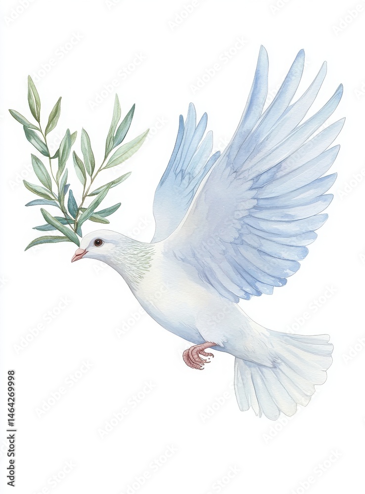 Obraz premium a dove with open wings holding an olive branch in its beak, international day of living together in peace, peace day pastel vector clip art