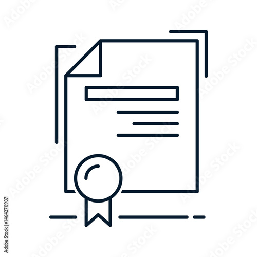 Concept certificate, education, award, agreement. Vector linear icon isolated on white background.