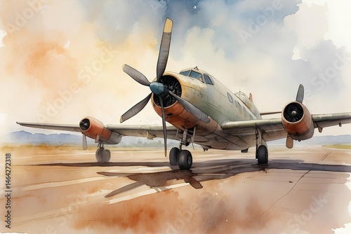 airplane watercolor illustration