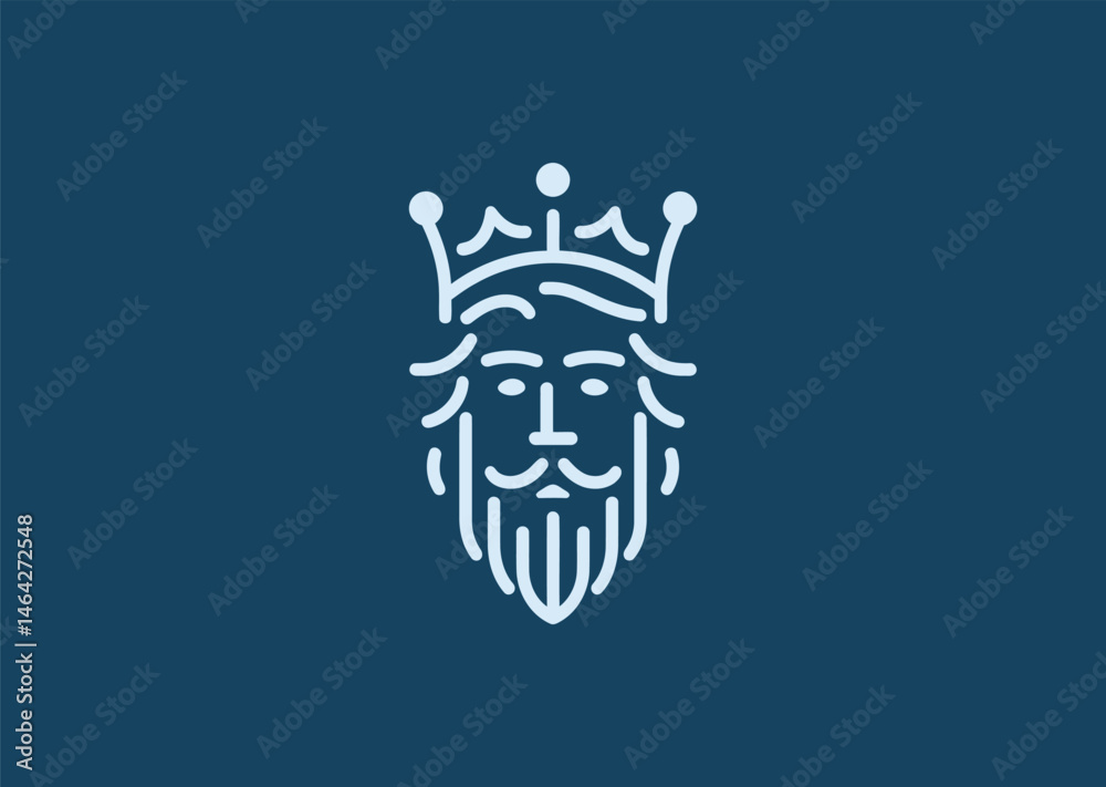 Obraz premium King line art logo for royal, classic, or premium branding style.