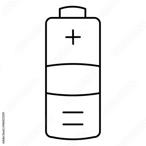 Outline Battery Icon with Plus Symbol Isolated on White