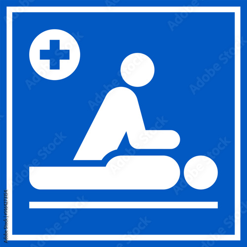 First aid after drowning icon. Drowning treatment symbol. Emergency sign.