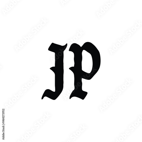 JP monogram logo design letter text name symbol monochrome logotype alphabet character simple logo