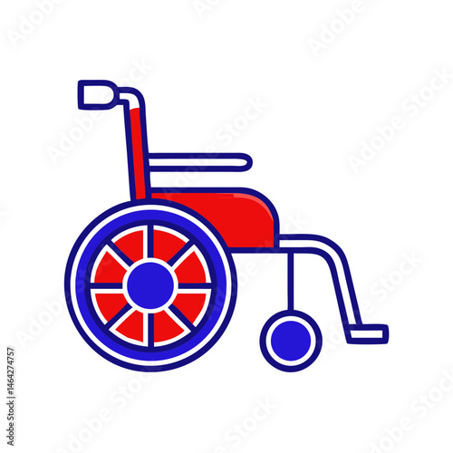 Colorful wheelchair for mobility assistance and copy space