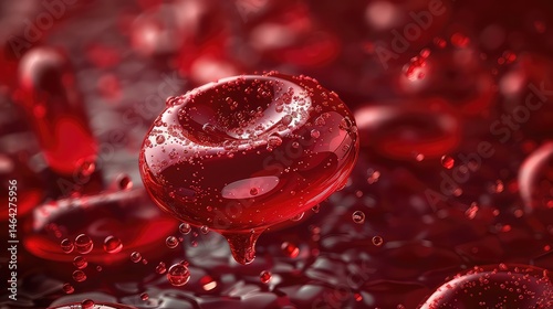 Red droplets splattering on surface