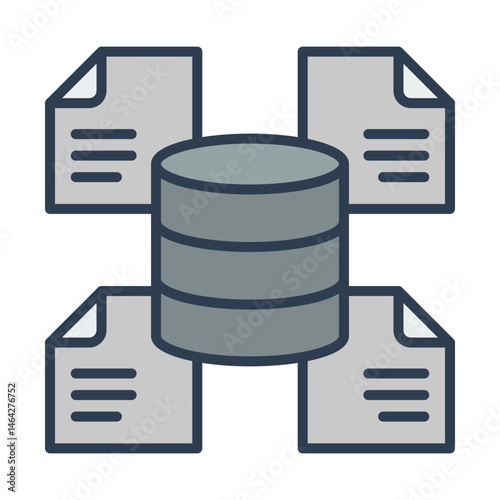 Data repository flat icon, symbolizing structured storage and organized data management