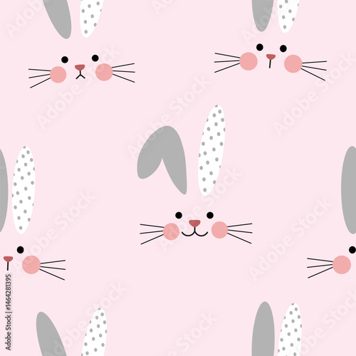 rabbit face seamless pattern , vector , illustration