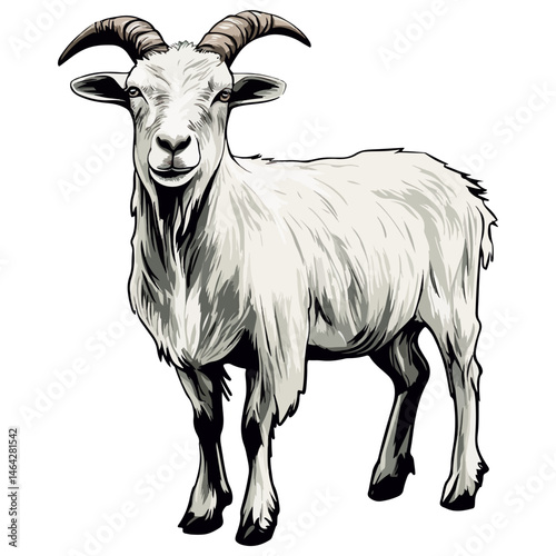goat, animal, vector, transparent background, farm, mammal, nature, white, livestock, cute, isolated, wildlife, horned, rural, sheep, grass, agriculture