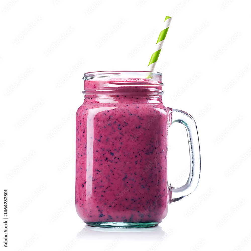 A refreshing berry smoothie in a glass jar