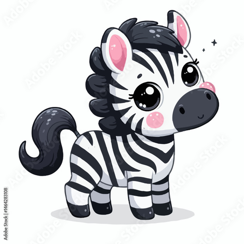 A cute baby zebra cartoon, a fun wild animal vector illustration