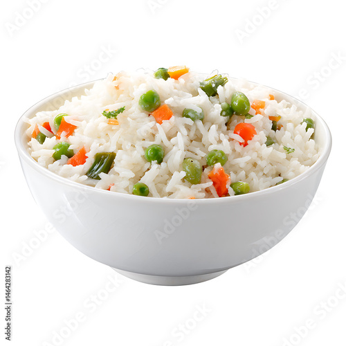Obraz na płótnie Freshly cooked vegetable rice in a white bowl w salonie