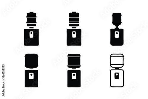 set of Water Cooler icon silhouette vector illustration