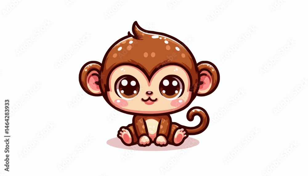 Obraz premium Funny cartoon monkey cute animal vector illustration