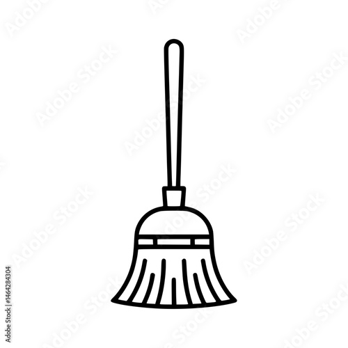 Outline shape of a broom with handle