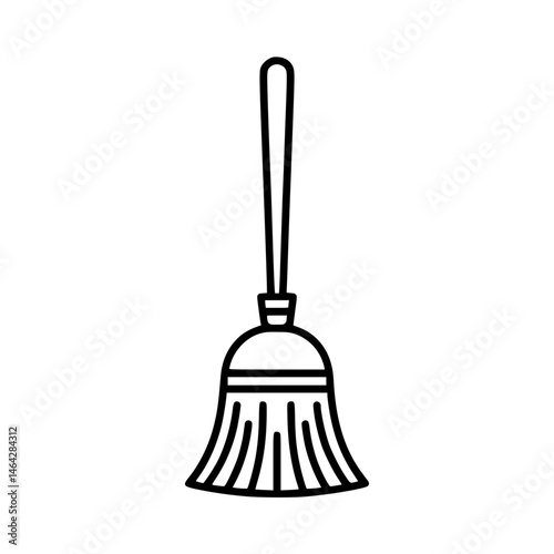 Outline shape of a broom with handle