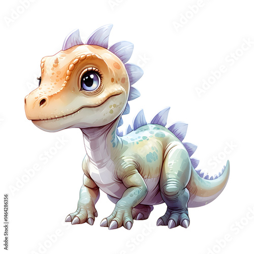 watercolor cartoon dinosaur
