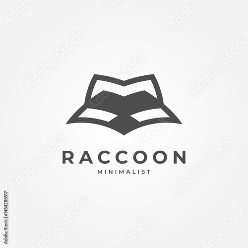 Raccoon Logo Design, minimal Raccoon bird line style, Raccoon logo template, vector illustration
