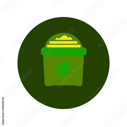 Compost bin icon, eco-friendly concept, green design, circular logo