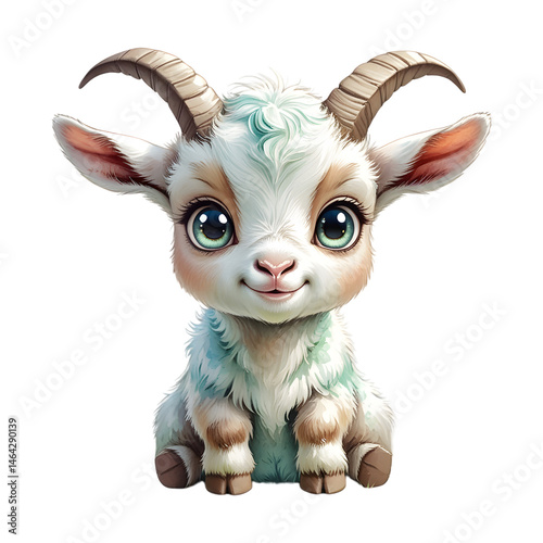 watercolor cute goat